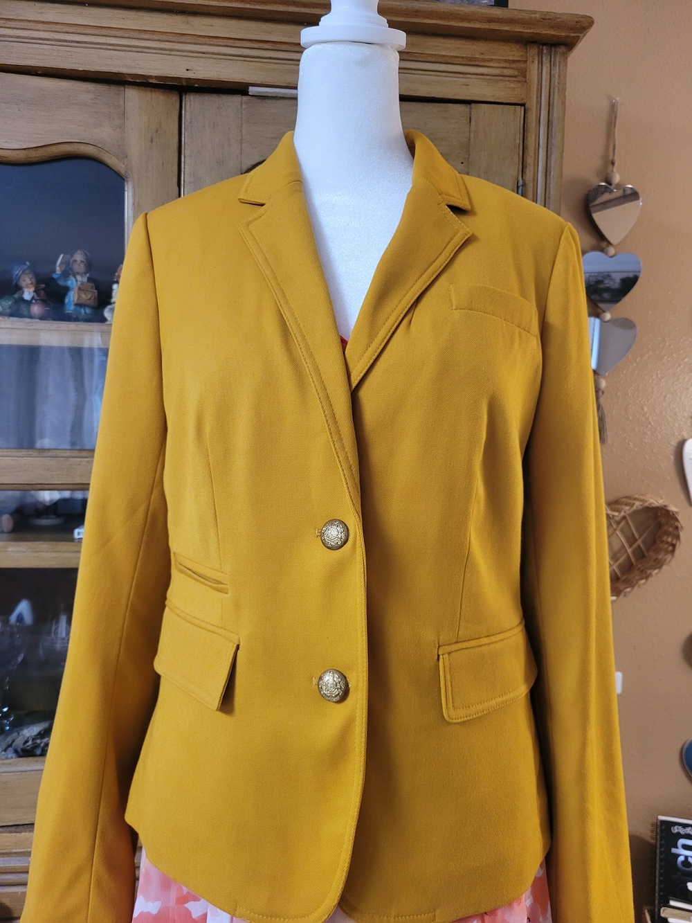 Banana Republic Marigold Mustard Gold Button Tailored Blazer Size 6 GORGEOUS